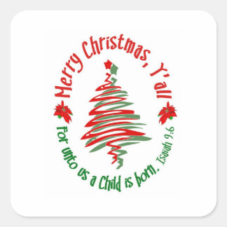 Adesivo Quadrado Feliz Natal Yall 2