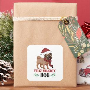 Adesivo Quadrado Feliz Naughty Dog Natal
