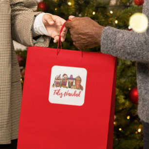 Adesivo Quadrado Feliz Navidad Cactus Bebe Café