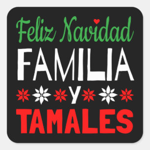 Adesivo Quadrado Feliz Navidad Familia Y Tamales