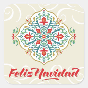 Adesivo Quadrado Feliz Navidad México Língua Espanhola Natal