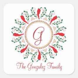 Adesivo Quadrado Feliz Navidad Red Chile Pepper