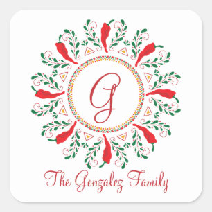 Adesivo Quadrado Feliz Navidad Red Chile Pepper