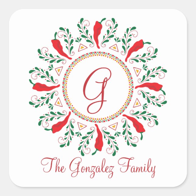 Adesivo Quadrado Feliz Navidad Red Chile Pepper (Frente)