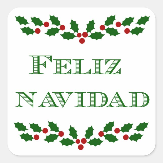 Adesivo Quadrado Feliz Navidad - vinhetas verdes (Frente)