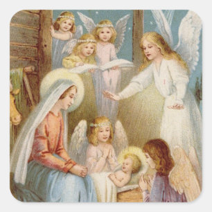 Adesivo Quadrado Feliz Noite em Bethlehem Square Stickers, Glossy