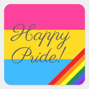 Adesivo Quadrado Feliz Orgulho Bandeira Pansexual