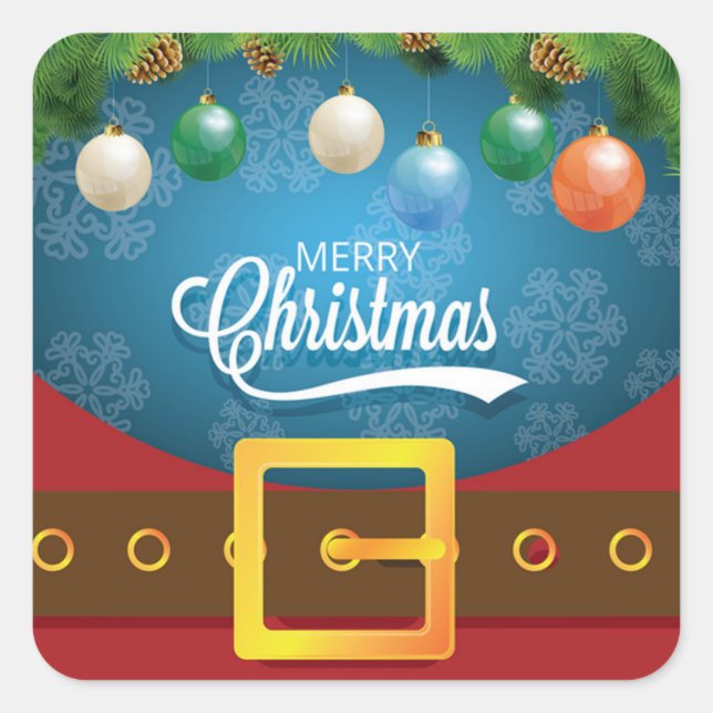 Adesivo Quadrado Feliz Papai noel de Natal (Frente)