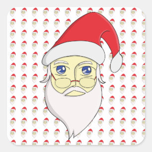 Adesivo Quadrado Feliz Papai noel de Natal