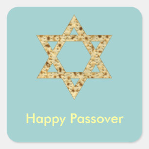 Adesivo Quadrado Feliz Páscoa Matzoh Estrela de Davi