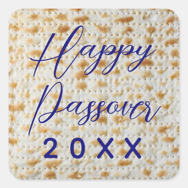 Adesivo Quadrado Feliz Passover Matzo (Frente)