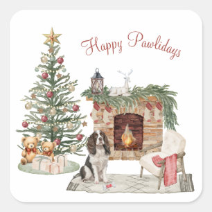 Adesivo Quadrado Feliz Pawlidays Design de Cachorro - Springer Span
