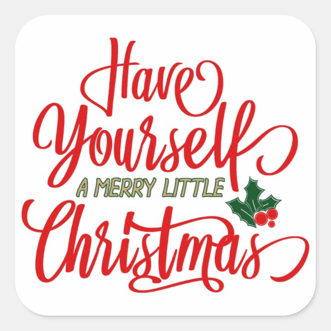 Adesivo Quadrado Feliz Pequeno Vinhetas de Natal (Frente)