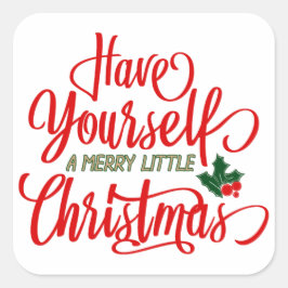 Adesivo Quadrado Feliz Pequeno Vinhetas de Natal