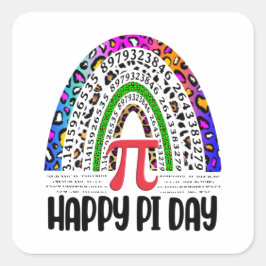 Adesivo Quadrado Feliz Pi Day Mathematicopard Rainbow