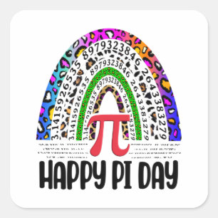 Adesivo Quadrado Feliz Pi Day Mathematicopard Rainbow