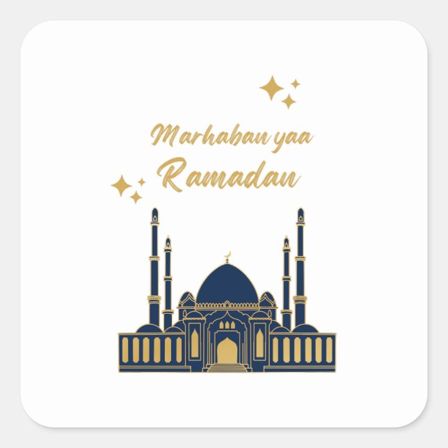 Adesivo Quadrado Feliz Ramadan Kareem - Eid Mubarak cita (Frente)