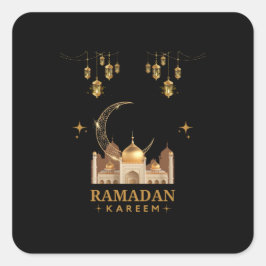 Adesivo Quadrado Feliz Ramadan Kareem - Saudações Eid Mubarak