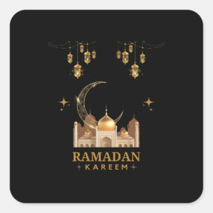 Adesivo Quadrado Feliz Ramadan Kareem - Saudações Eid Mubarak
