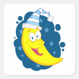 Adesivo Quadrado Feliz rosto de lua