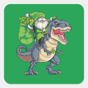 Adesivo Quadrado Feliz Rua no T Rex Saint Patrick Leprechaun