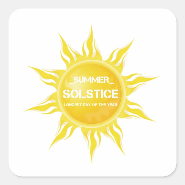 Adesivo Quadrado Feliz solstício de verão o dia mais longo do ano (Frente)