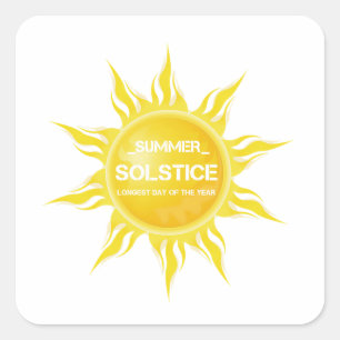 Adesivo Quadrado Feliz solstício de verão o dia mais longo do ano