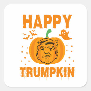 Adesivo Quadrado Feliz Trumpkin Faça o Halloween Grande Novamente