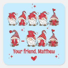 Adesivo Quadrado Feliz V- Day Gnome Letting Blue Classroom