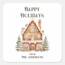 Felizes Festas Casa Aquarela Personalizada 