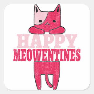 Adesivo Quadrado Felizes Meowentines   Presente de namorados engra