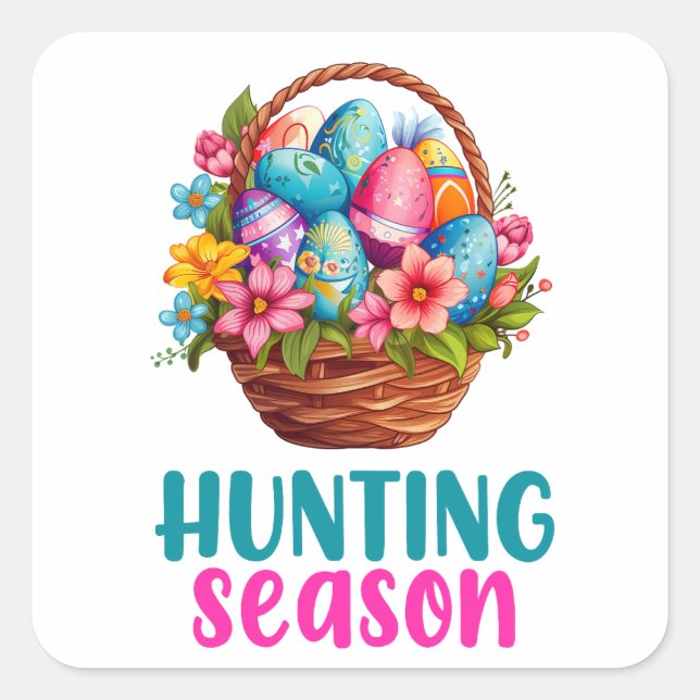 Adesivo Quadrado Felz pascoa - Animais (Frente)