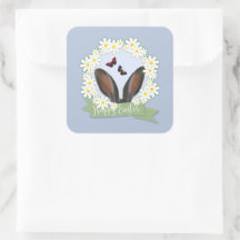 Felz pascoa Bunny Ears Daisies Wreath