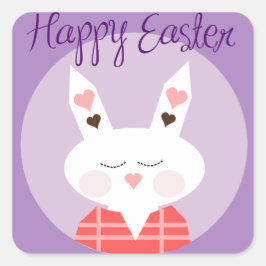 Adesivo Quadrado Felz pascoa Bunny Square Sticker
