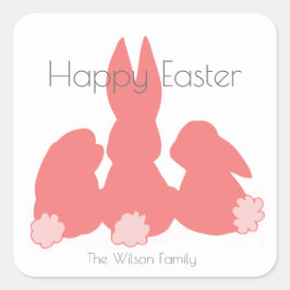 Adesivo Quadrado Felz pascoa | Coelhinhos | Autocolante personaliza