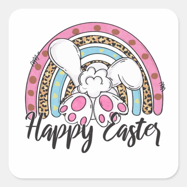 Adesivo Quadrado Felz pascoa Para Você E Seu! (Frente)