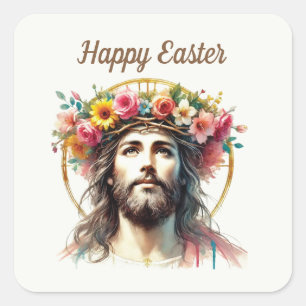 Adesivo Quadrado Felz pascoa Religioso Jesus