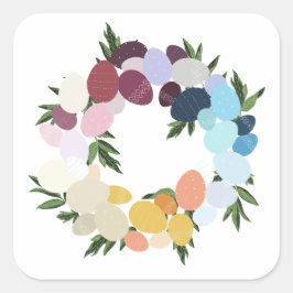 Adesivo Quadrado Felz pascoa. Vintage Holiday Wreathe.