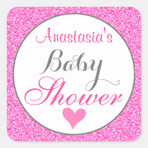 Adesivo Quadrado Feminina e Glamurosa Princesa Rosa Quente Brilho B