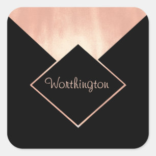 Adesivo Quadrado Feminina Metálica Dourada do Rosa de Negócios do