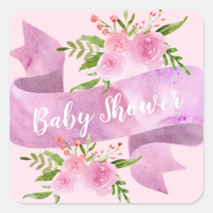 Adesivo Quadrado Feminino, Bonito, Chique, Rosa Flores de Bebê Show