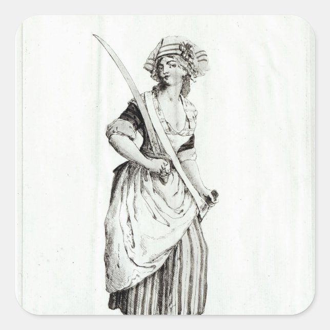 Adesivo Quadrado Feminino Sans-Culotte, 1792 (Frente)