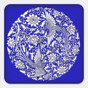 Adesivo Quadrado Fênix chinesa