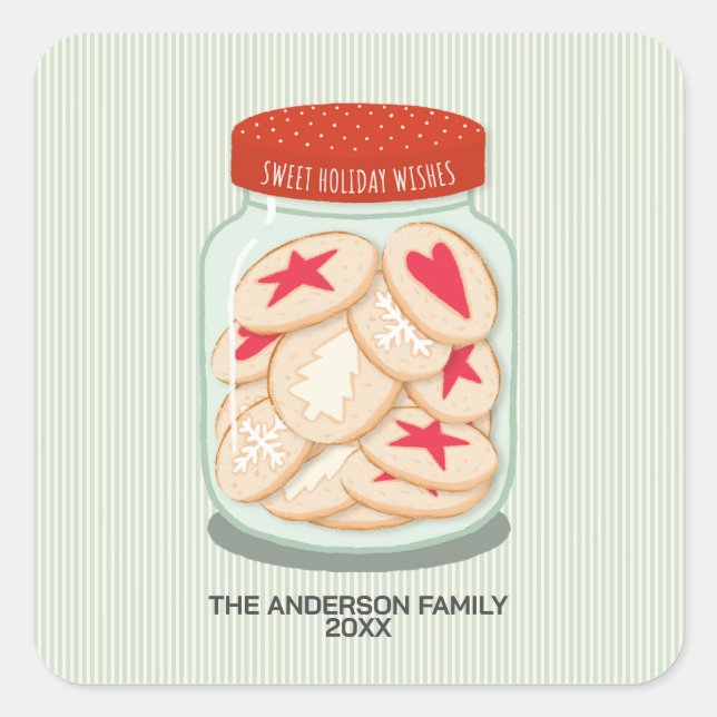 Adesivo Quadrado Feriado Bonito Deseja o Natal (Frente)