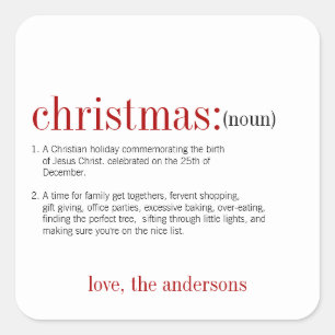 Adesivo Quadrado Feriado Branco de Definição de Natal