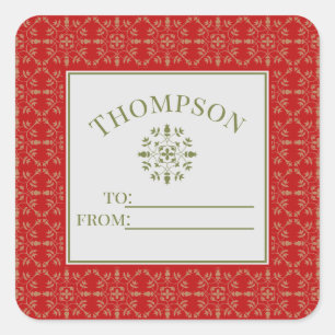 Adesivo Quadrado Feriado Clássico Snowflake simples para de