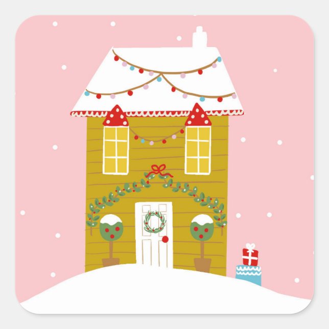 Adesivo Quadrado Feriado de Aniversário de criança da Festa de Nata (Frente)