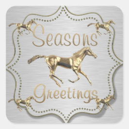 Adesivo Quadrado Feriado de Cavalo Dourado
