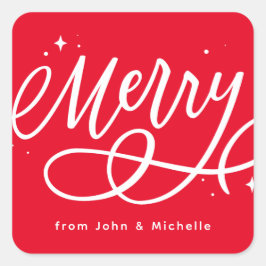 Adesivo Quadrado Feriado de Feliz de Script Sparkly