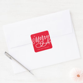 Adesivo Quadrado Feriado de Feliz de Script Sparkly